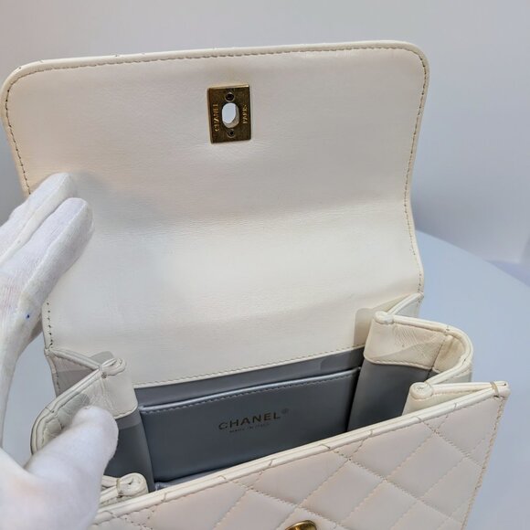 Chanel 19 White Lambskin Small Flap Bag with Pink/Blue Hardware - Picture 9 of 14